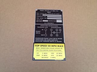 Data Plate Typschild Ford Mutt M825