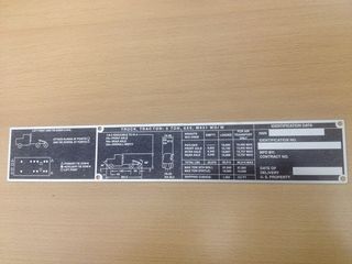 Data Plate Typschild M931 Tractor US Army