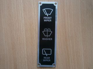 Hinweisschild "Wiper - Front, Washer und Rear"