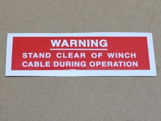 decal "WARNING - WINCH CABLE"