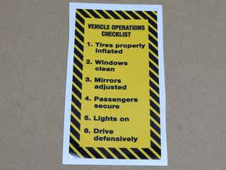 decal "VEHICLE OPERATIONS CHECKLIST"