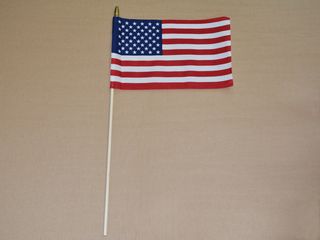 Flag, banner with  wooden stick