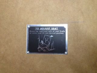 instruction plate early seat HMMWV M998